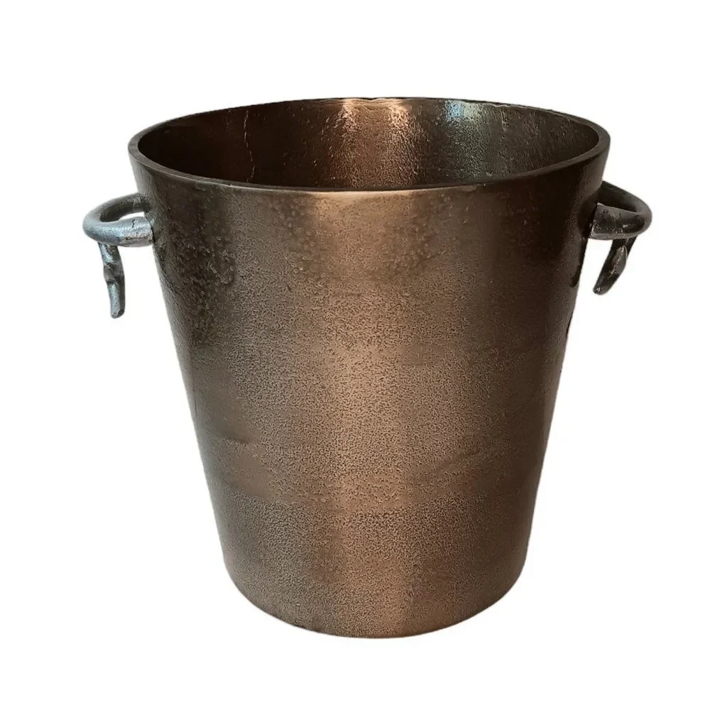 Gold Ice Bucket with Stag Deer Antler Handles Champagne Wine